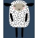 Sticker mouton blanc pois noirs fond bleu