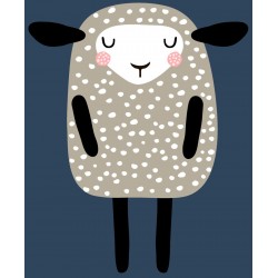 Sticker lune endormie beige fond bleu