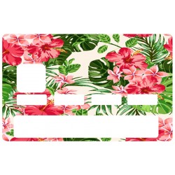 Autocollant carte bancaire fleurs exotique des iles