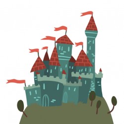Sticker château gris rouge