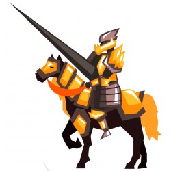 Sticker cheval armure or