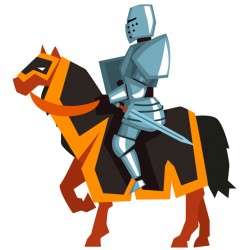 Sticker cheval noir or soldat