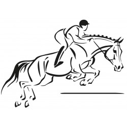 Sticker cheval cavalier saut