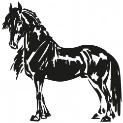 Sticker cheval noir cabré