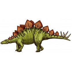 Sticker dinosaure jaune rouge