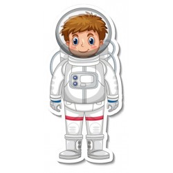 Sticker astronaute blanc rouge