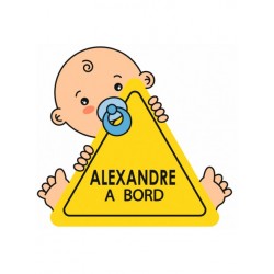 Sticker bébé à bord + prénom