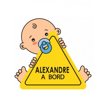 Sticker bébé à bord + prénom