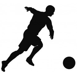 Sticker footballeur noir ballon