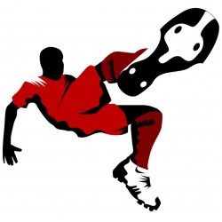 Sticker footballeur rouge blanc
