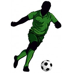 Sticker footballeur rouge jambe