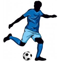 Sticker footballeur rouge ballon