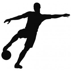 Sticker footballeur bleu ballon