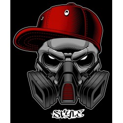 Sticker bombe rouge fond noir