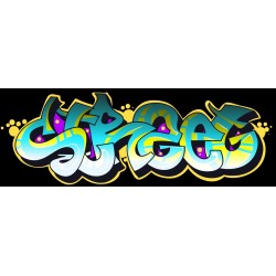 Sticker style jaune fond noir