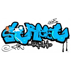 Sticker éclair jaune fond gris