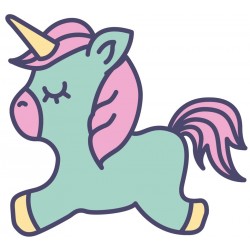 Sticker licorne jaune saumon