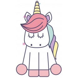 Sticker licorne verte rose