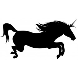 Sticker licorne noire dressage