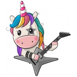 Sticker licorne casque musique
