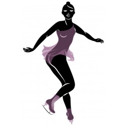 Sticker patineuse rose chignon