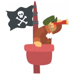 Sticker pirate tonneau bois