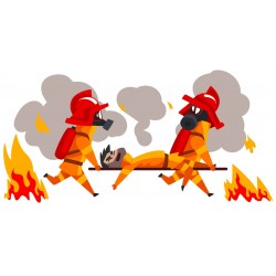 Sticker pompiers nuages flammes