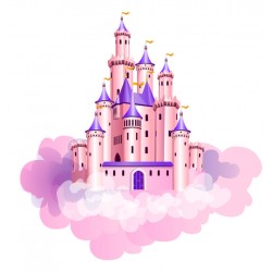 Sticker château princesse rose