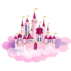 Sticker château rose poudré