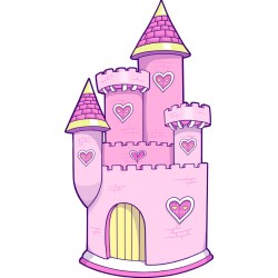 Sticker château rose fuchsia