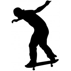 Sticker skateur accroupi noir