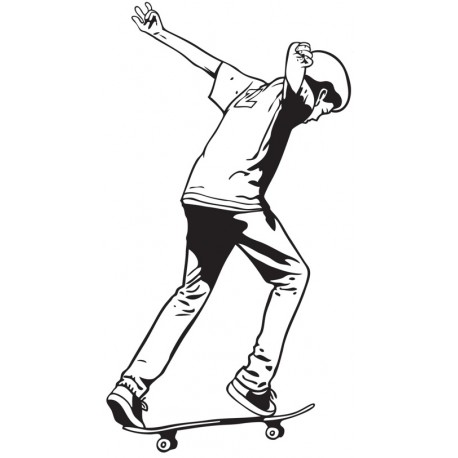 Sticker skateur saut bonnet