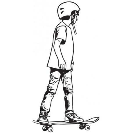 Sticker skateur enfant regard