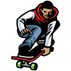 Sticker skateur rouge freestyle