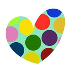 Sticker coeur vague verte et jaune