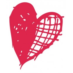 Sticker coeur griffé carreaux