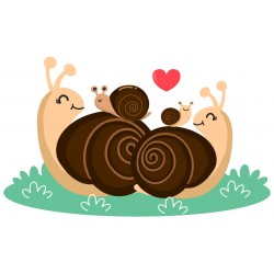 Sticker escargot en famille feuille